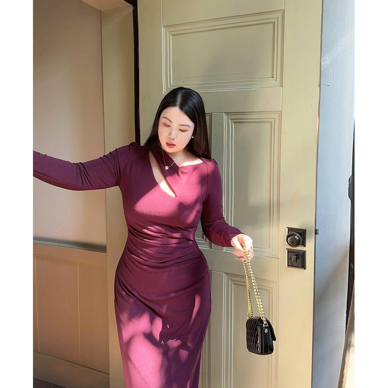 

Платье для полных девушек Kardashian Slim Fit, стройнящее талию Purple XL