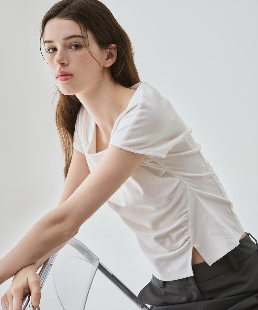 Deuloupisumeon Curve Shirred Tuck T-Shirt [Mint]