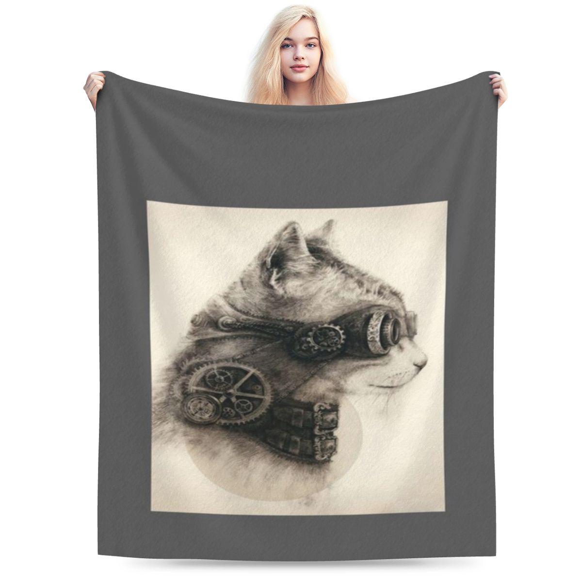 

Steampunk Cat Custom Comfortable Decorate Home An UltraSoft Micro Fleece Blanket 75x100cm