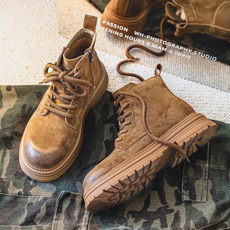 Martin Boots Men's Desert Boots New Autumn Couple Rhubarb Boots British Style High-top Men's Shoes Outdoor Tooling Boots