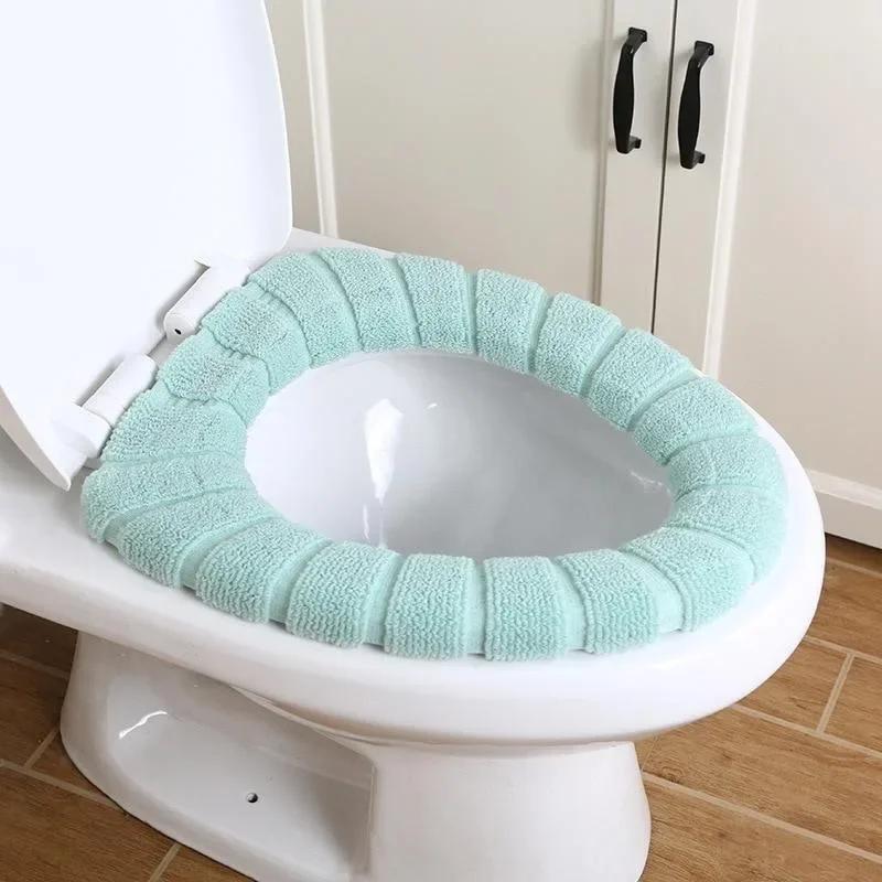 Warm Soft Toilet Seat Cover 2Pcs Acrylic Washable Mat Bathroom Home Decor Closestool Seat Case Lid Accessories