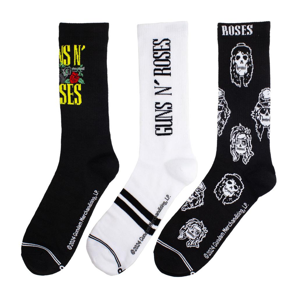 Guns N Roses Unisex Adult Logos Crew Socks (Pack of 3)
