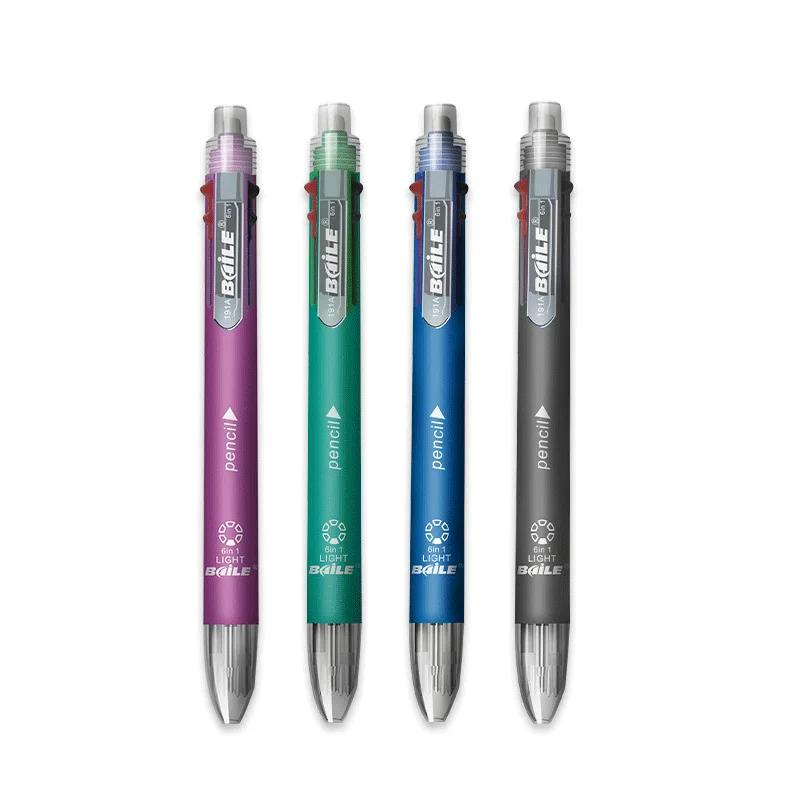 6-in-1 Mehrfarbiger Kugelschreiber-Set Einziehbar 5 Farben und Mechanischer Bleistift in einem Stift Multifunktionsstift Schreibwaren