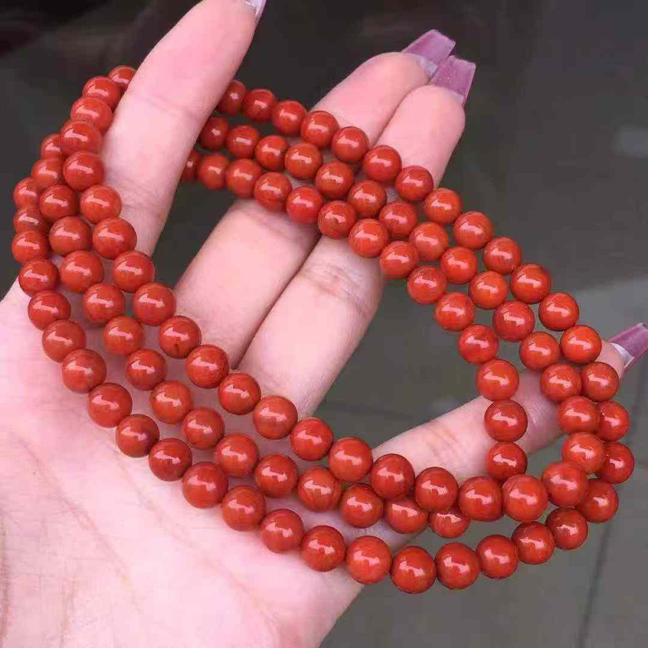 

Natural Southern Red 108-Bead Mala Bracelet Approximate size 6mm