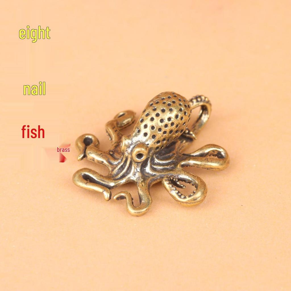 Handmade Solid Brass Octopus Tea Pet - Creative Copper Tea Ceremony Decor and Spare Parts for Wealth and Harmony.
