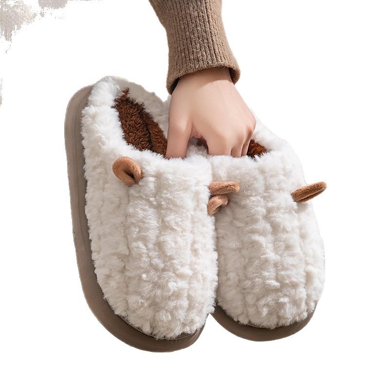 New Velvet Thickened Cotton Slippers, Non-slip and Warm In Winter, Couple Slippers for Indoor and Outdoor Wear At Home