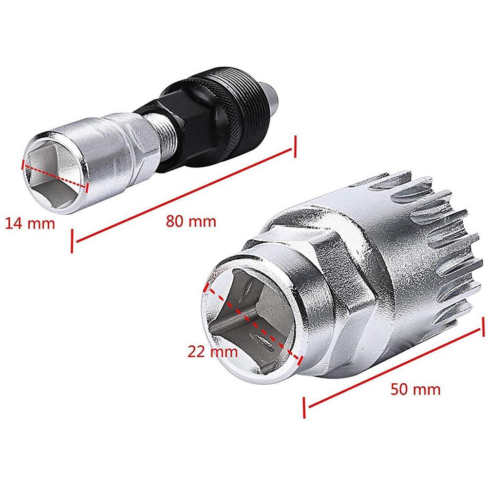 5-teiliges Reparaturwerkzeug-Set Freilauf-Abzieher + Kurbelabzieher + Ritzel-Lockring-Entferner + Tretlager