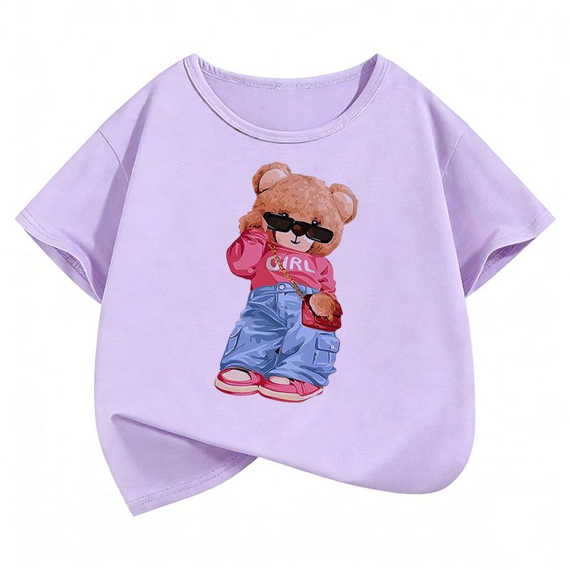 Short Sleeve Streetwear Bear Design Y2k T Shirts Hip Hop Kids Childrens Tshirt Boys Girls Summer Spring Casual Top Tee Shirt