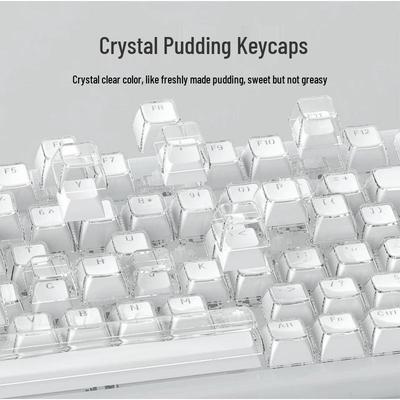 Crystal Pudding Keycaps: 136-Key Transparent Custom Set for Mechanical Keyboards with Magnetic Switches