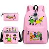 Large Capacity Schoolbag with Shoulder Strap; Student Three-piece Pencil Case Set