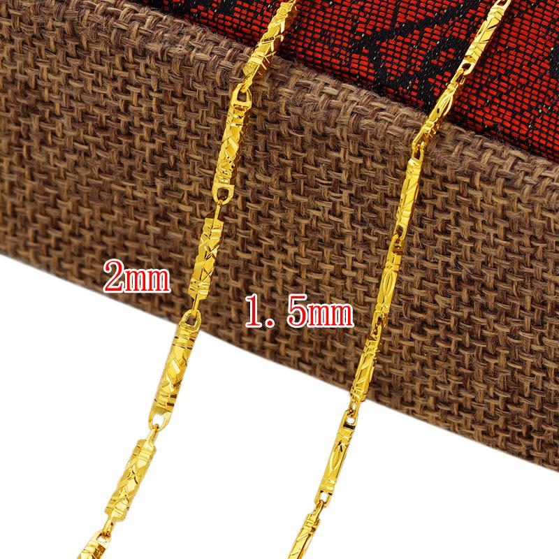 Collar Hexagonal Puro de Latón Chapado en Oro Real para Mujer Oro Arena Vietnamita Oro Simulado Collar Clavícula Regalo Joyería