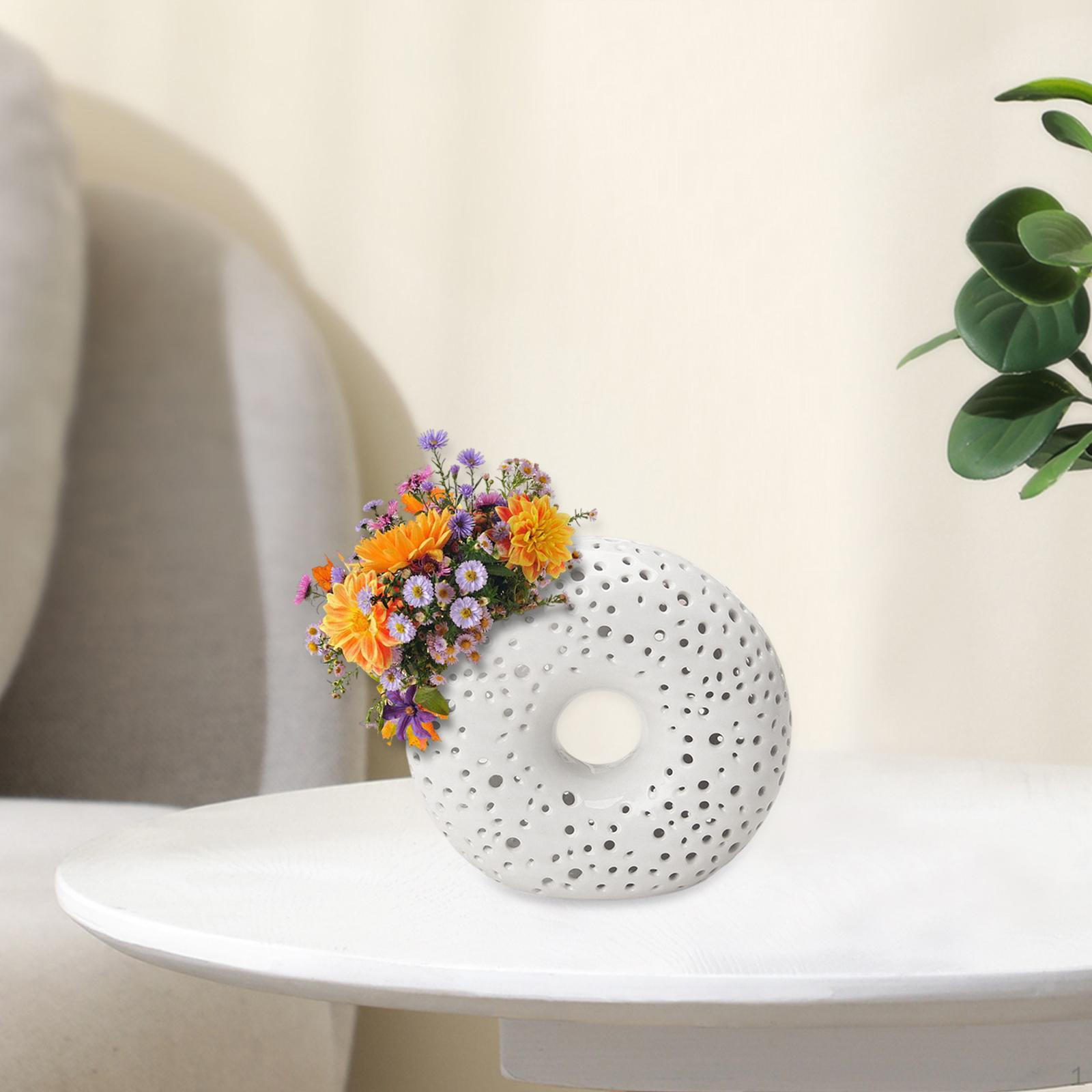 

Ceramic Flower Vase Decorative Bud Dried Flowers Holder Pot Plants for Living белый