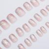 24pcs Flesh-colored Nail Plate Silver Head Square Short Imitation Nail French Fake Nail Tips