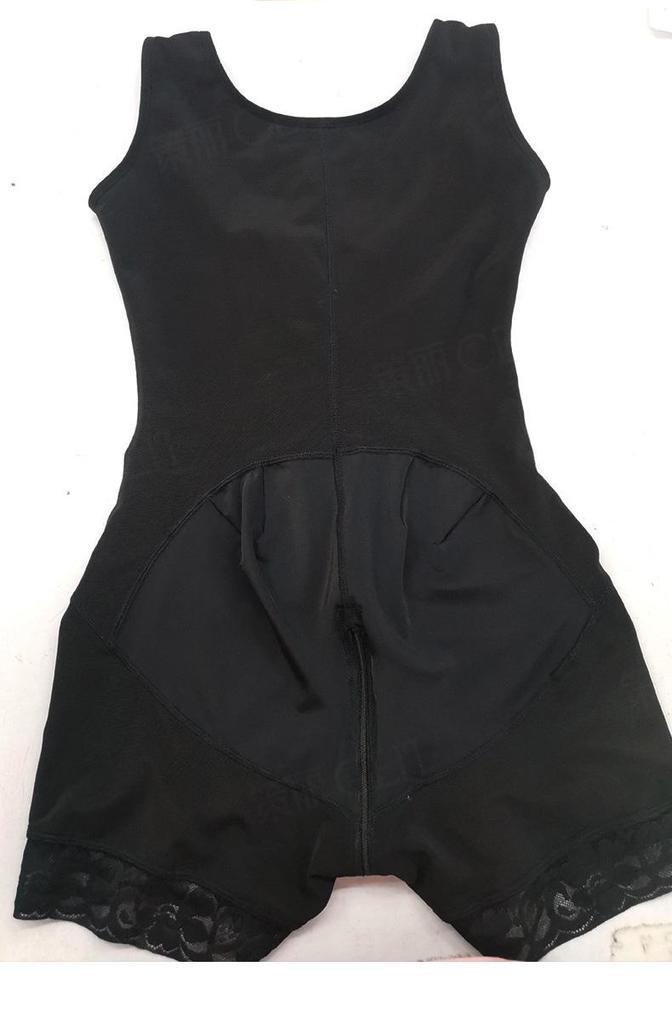 Plus Size Waist Cincher Bodysuit with Shoulder Straps, Button Closure, and Crotch Zipper for Tummy Control.