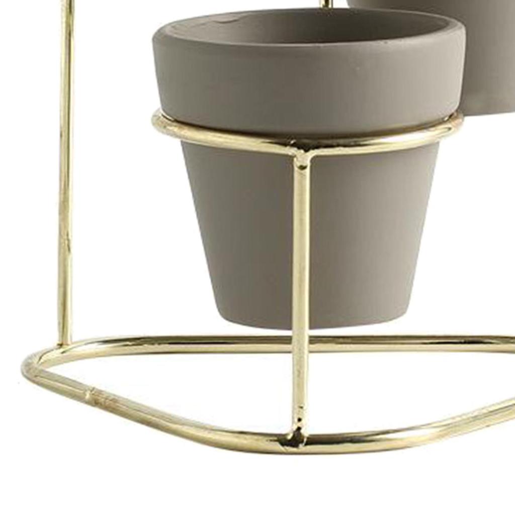 3Pcs Mini Ceramic Succulent Plant Pot Flower Pot Planter Metal Stand Set Display
