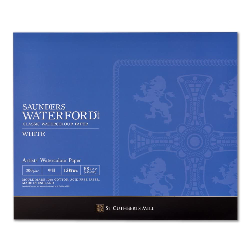 

Holbein Waterford Watercolor Paper EHB-F8, White, Medium Grain, 300g, F8 Size, Block Type, 12 Sheets, Product Number: 270935