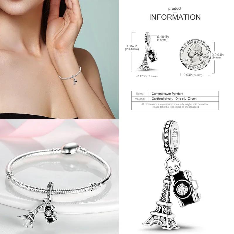 925 Silber Glühwürmchen Libelle Eule Anhänger Kleeblatt Herz Zirkon Farbperle für Original Armband Anhänger Schmuck