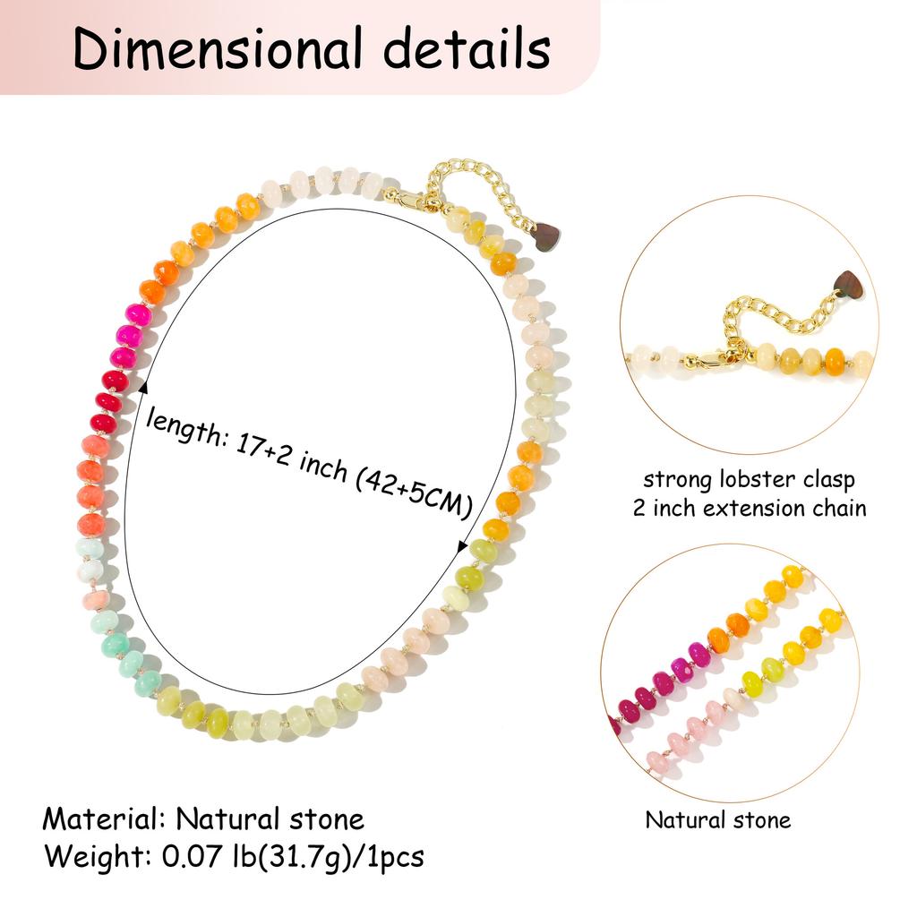 Handmade Natural Stone Colorful Beaded Clavicle Necklace Beach Vacation Style