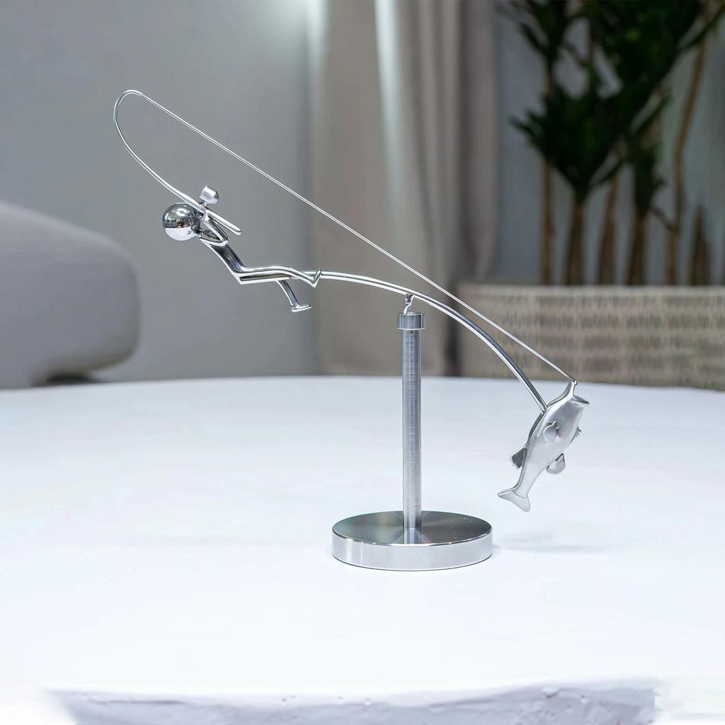 Fisherman Fishing Balance Artistic Crafts Home Decoration Display Model for Living Room/Study Room
