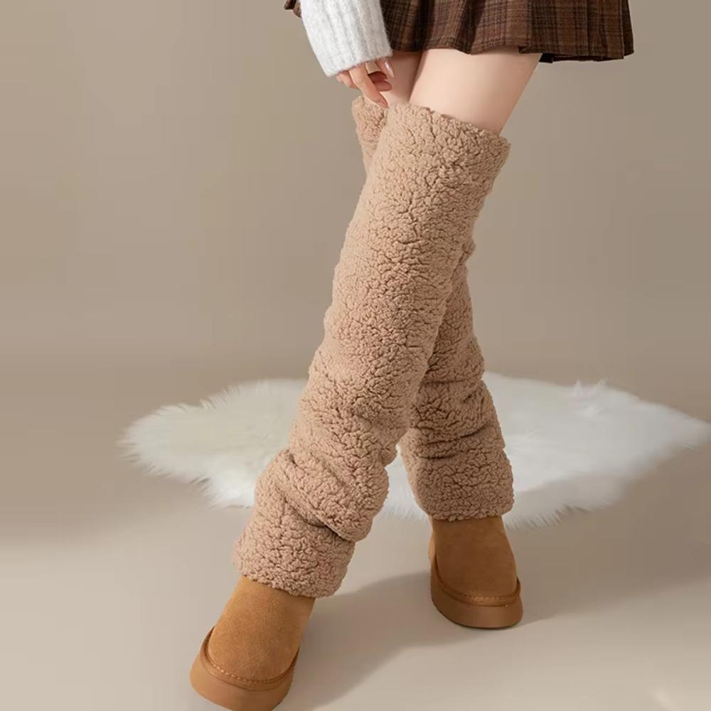 Thickened Knee High Socks Coral Fleece Winter Socks Funny Warm Knee Pads  Home Use