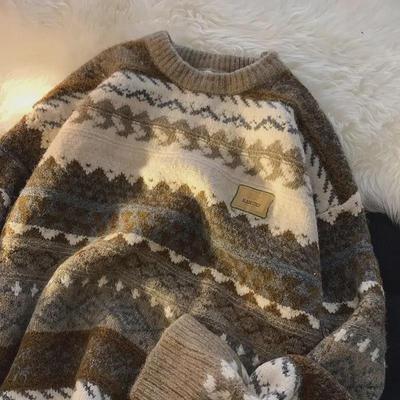 Herren Retro Verdickter Rundhals Freizeitpullover – Herbst/Winter Teenager-Stil