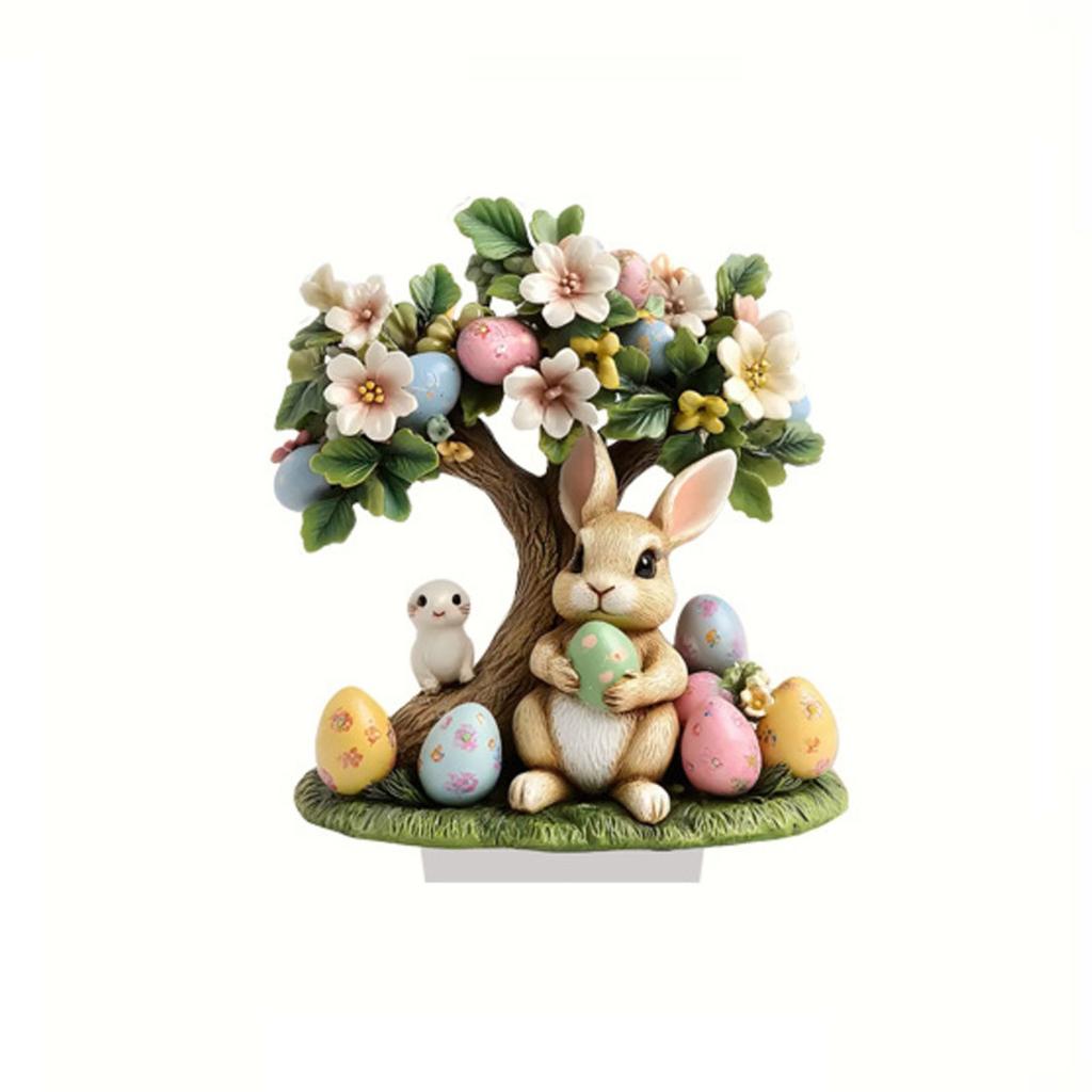 Wielkanocny słodki króliczek jajko 2D płaski akrylowy dom pulpit świąteczna atmosfera dekoracja ozdoby