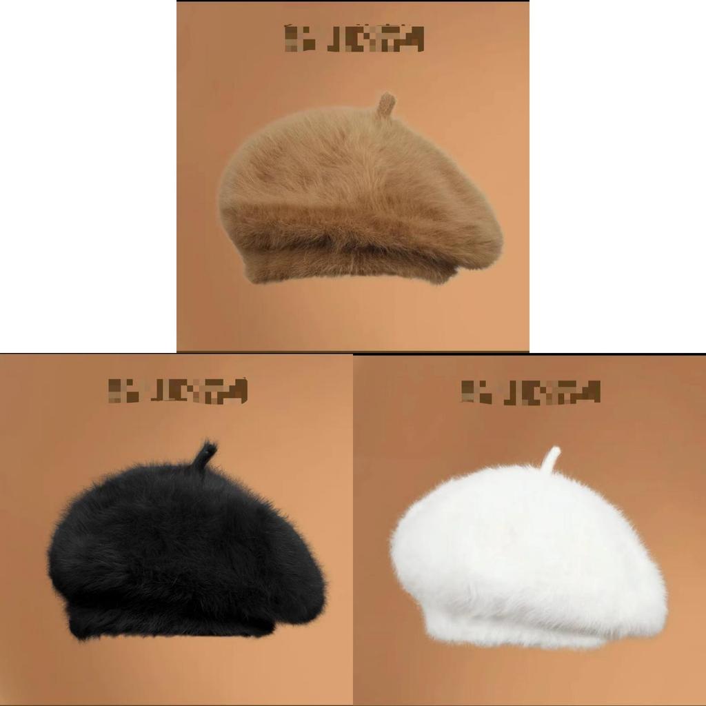 Beanie Hat For Women Autumn Winter Rabbit Fur Beret Sun Protection Stylish Knit