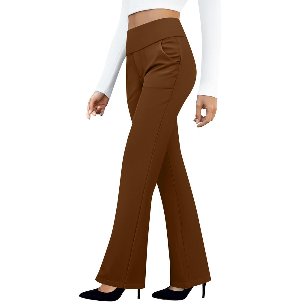 Dame Yoga Bukser Casual Bukser Slacks Med Lommer Høy Midje