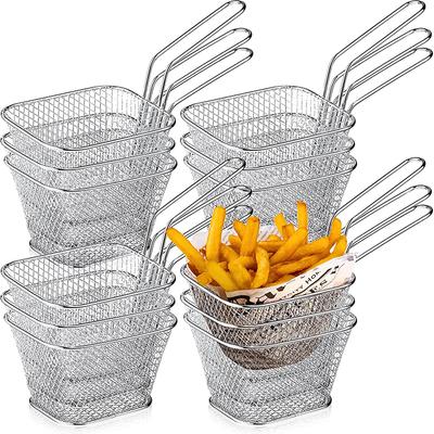 Košík na hranolky Mini čtvercový košík na smažení s rukojetí Nerezový košík na smažení hranolků Síťovaný košík na smažení hranolků JT94