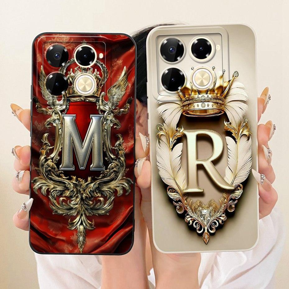 Fashion Crown Letter Couple Phone Case For Infinix Note 40 Pro Plus 5G 4G Note40 40Pro 40Pro+ Soft Silicone Cases Covers Bumpers