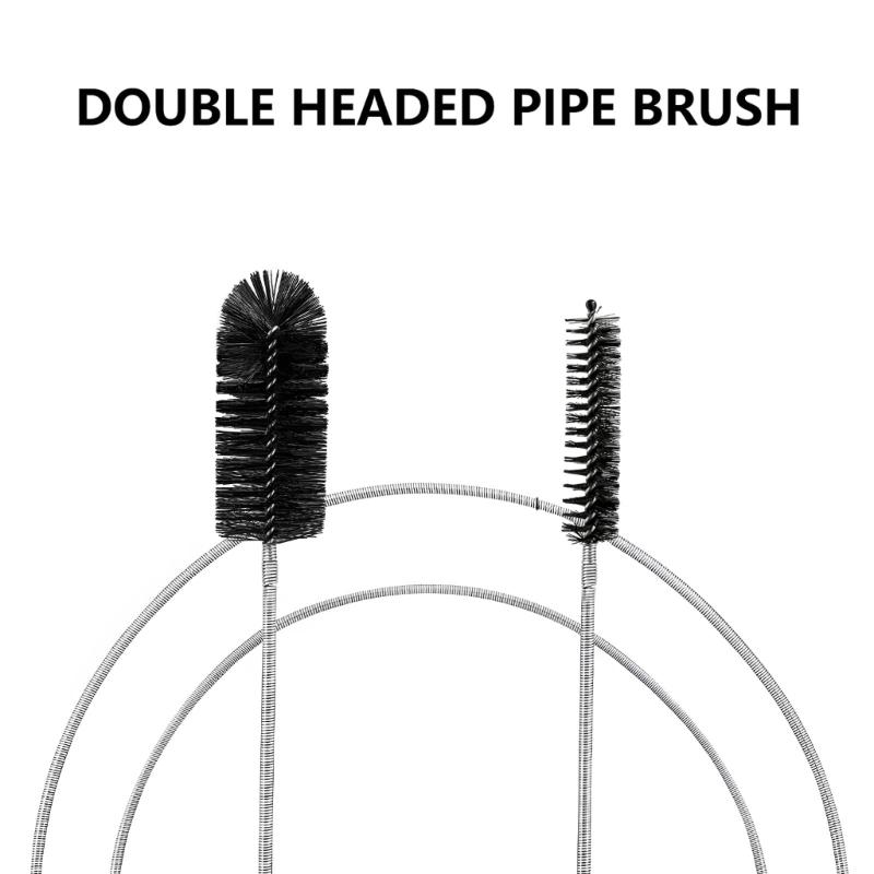61 inch Double Ended Nylon Pipe Cleaner Brush and 17.7 inch Sink Unblocker Brush for Kitchen Bathroom Showers Plug Hole