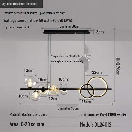 Nordic Modern Minimalist Chandelier - Creative Dining Room Light with Magic Bean Glass Bubbles.