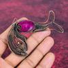 Faceted Kashmir Ruby Pendant Fish Pendant Copper Wire Wrapped Gemstone Jewelry