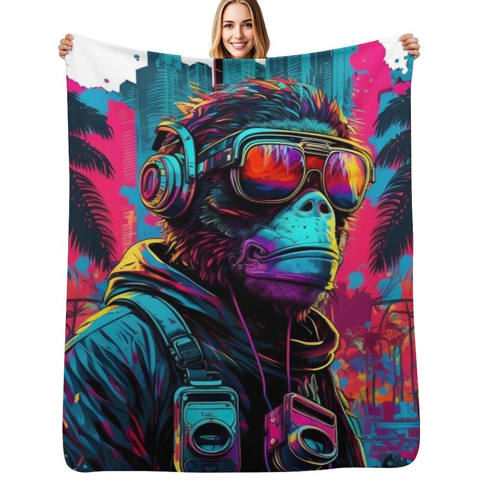 Colorful Ninja Monkey Adventure Throw Blanket Warm Throw Blanket Gift for Anniversary 102x76cm(40x30in)