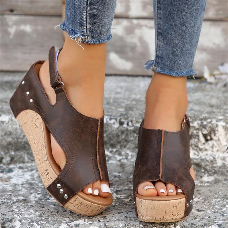 22 Roman sandals flat platform sandals large size shoes fish mouth wedge sandals