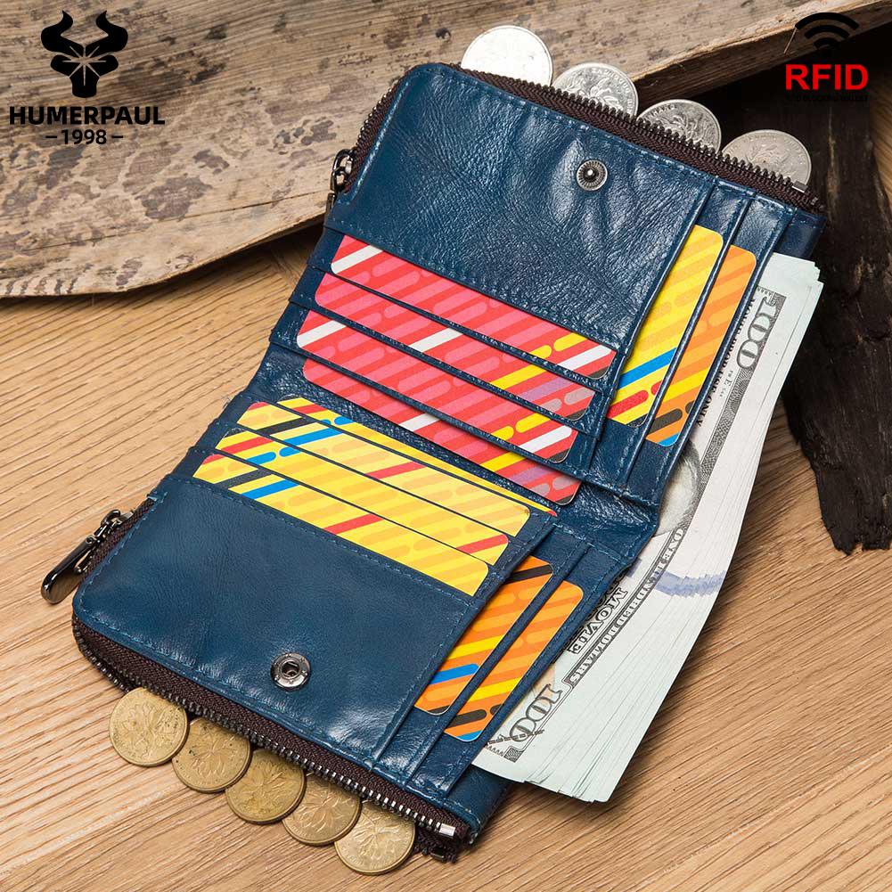 Humerpaul Portafoglio da donna 100% pelle di mucca Portafoglio pochette