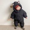 Baby Boy Girl Jumpsuit Winter Cute Cartoon Hooded Bodysuits Infants Solid Thick Warm Kids Clothes Girls Costumes