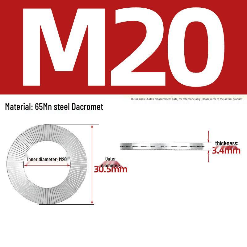 DIN25201 304 Stainless Steel Self-Locking Double Stack Washer, 65Mn Manganese Anti-Loosening, Double-Sided Tooth Layer.