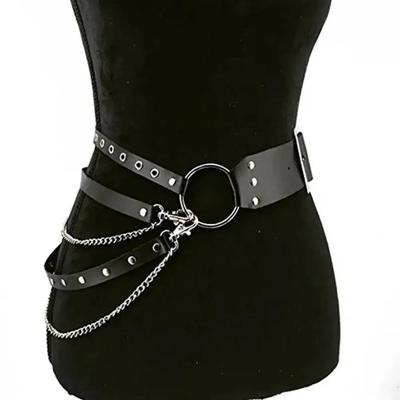 Chic Lady Club Waist Belt - Adjustable Rivet Decorative Belt For Stage Shows And Fashion Outfits 