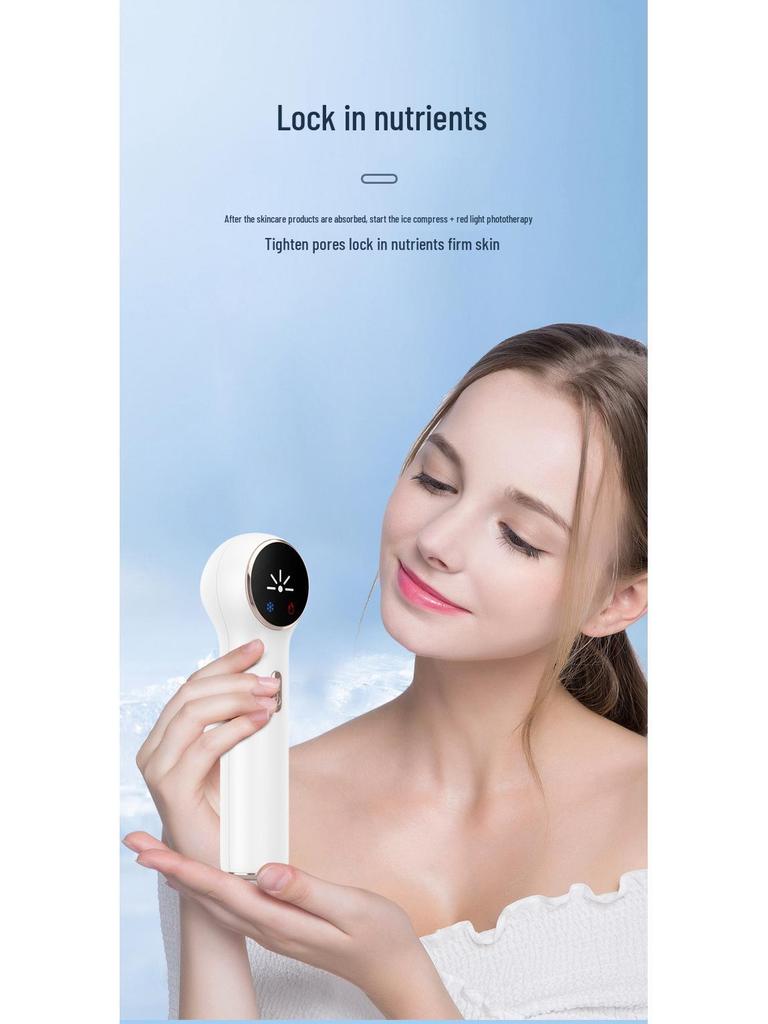 Hot & Cold Facial Ice Hammer: Pore Minimizer & Red/Blue Light Therapy Device