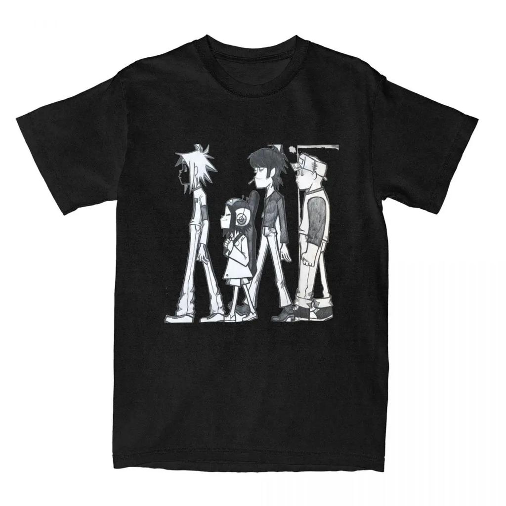 Death Metal Band Gorillaz T Shirts Men's 100% Cotton Leisure T-Shirts Round Neck Trending Tees Short Sleeve Clothes 4XL