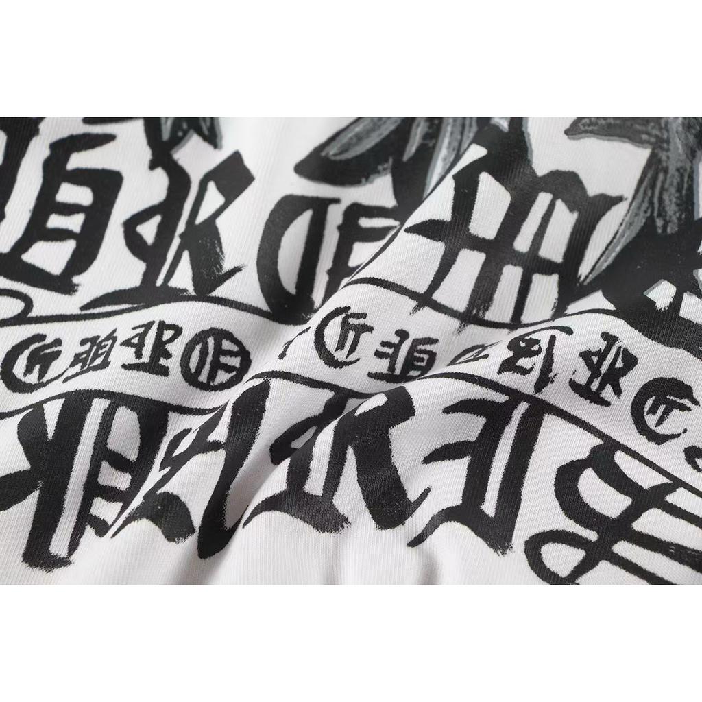W372 CHROME HEARTS 2025 Summer New High Quality Cotton Round Neck Loose Large Size Men's and Women's T-shirt Couple T-shirt