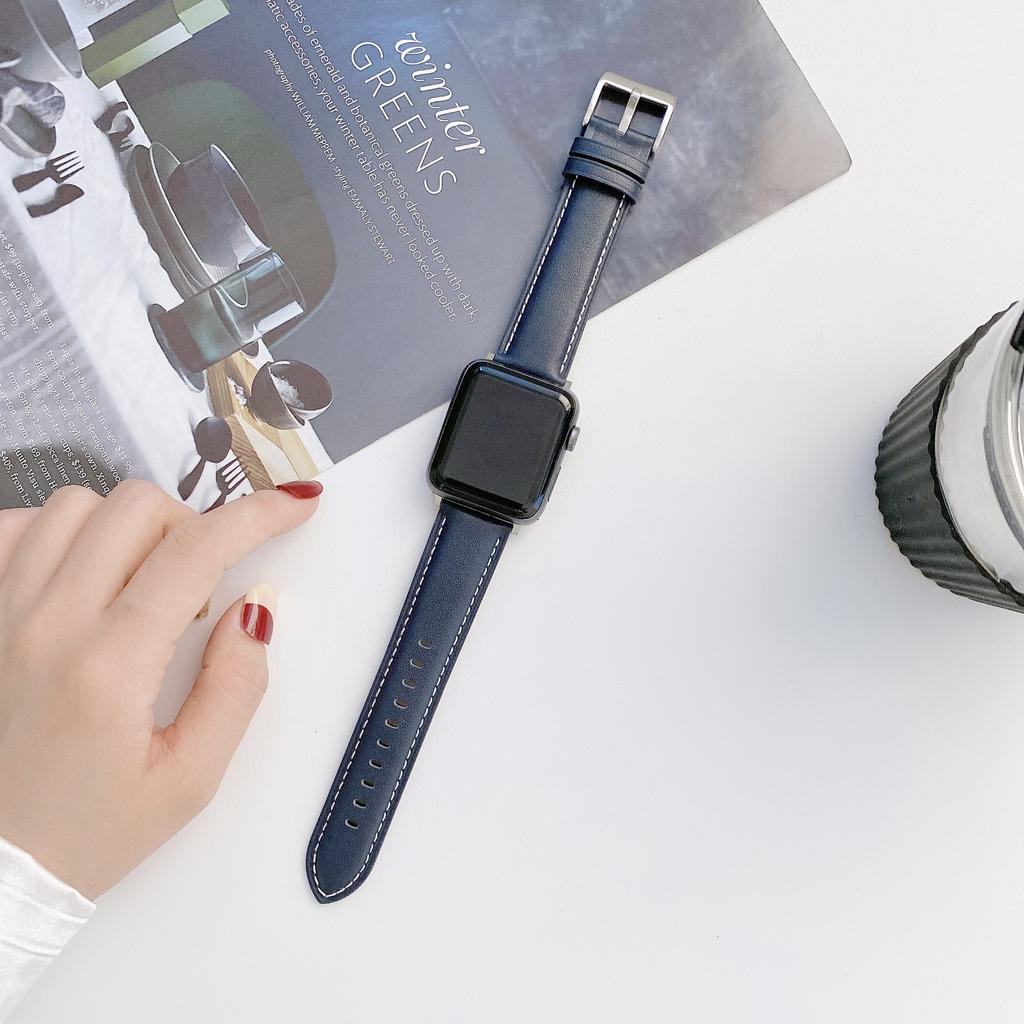 Suitable For Apple Watch10 Apple Watch Generation Iwatch98765 Generation Se Car Line Leather Strap For Men And Women