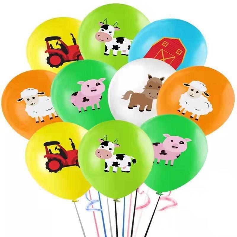 Farm Cartoon Animals Birthday Decoration Party Supplies Tableware Balloons Cup Plates Set Backdrop Banner Birthday Cake Deco Kit