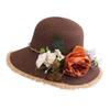 Artificial Flowers Wide Brim Straw Hat Women Stylish Foldable Sun Hat Lightweight UV Protection Summer Beach Caps for Outdoor
