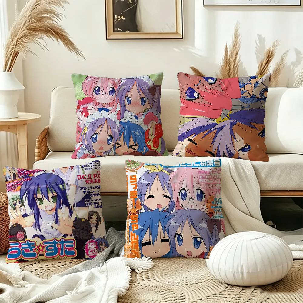 Cartoon L-Lucky S-Star ANIME Cushion Cover Inches Farmhouse Decor Home Throw Pillow Covers For Couch Decorations