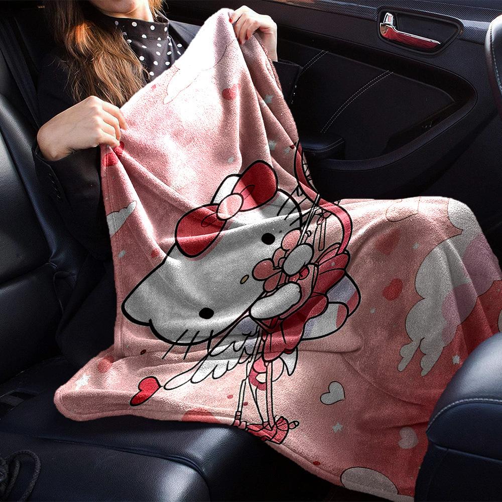 1pc Hello Kitty Cupid Blanket Lightweight Flannel Throw for Sofa Bed Travel Camping Livingroom Office Couch Chair