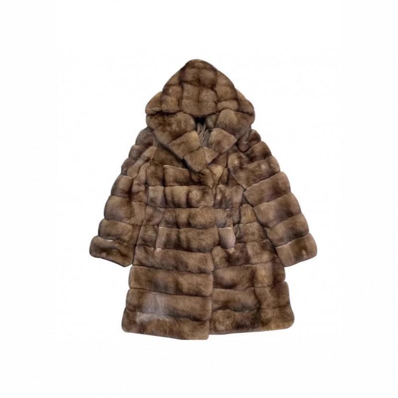 Womens Faux Fur Hooded Coat Long Winter Outerwear Elegant Casual Style With Polyurethane Blend Fabric