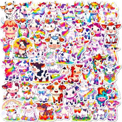 50 Autocollants Graffiti Veau Arc-en-ciel Enfants Mignon Vache Dessin Animé Créatif Personnalité Autocollants