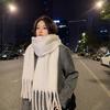 New Winter Mohair Warm Milk Huhu White Scarf Lengthened Solid Color Thickened Scarf Long Shawl